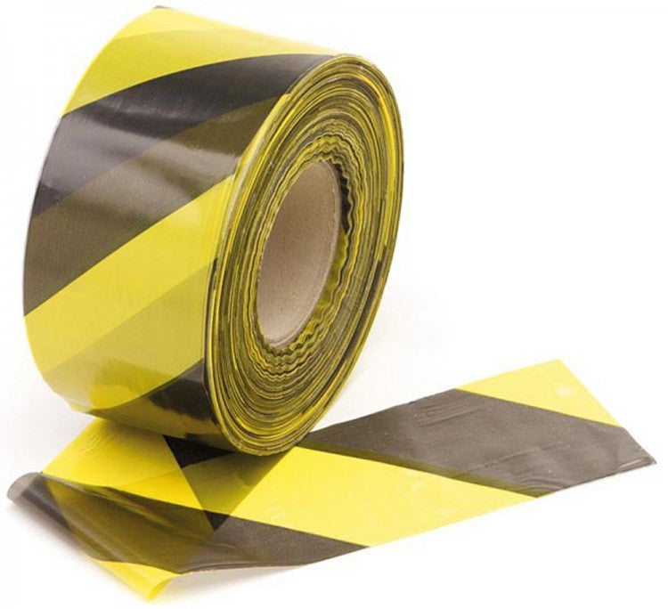 PEREL 1188-500 Trassierband 500m SCHWARZ-GELB Flatterband Absperrband