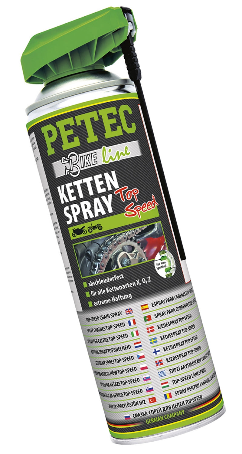 PETEC 70550 Kettenspray Top Speed Spray 500ml Langzeitschmierung Antriebsketten