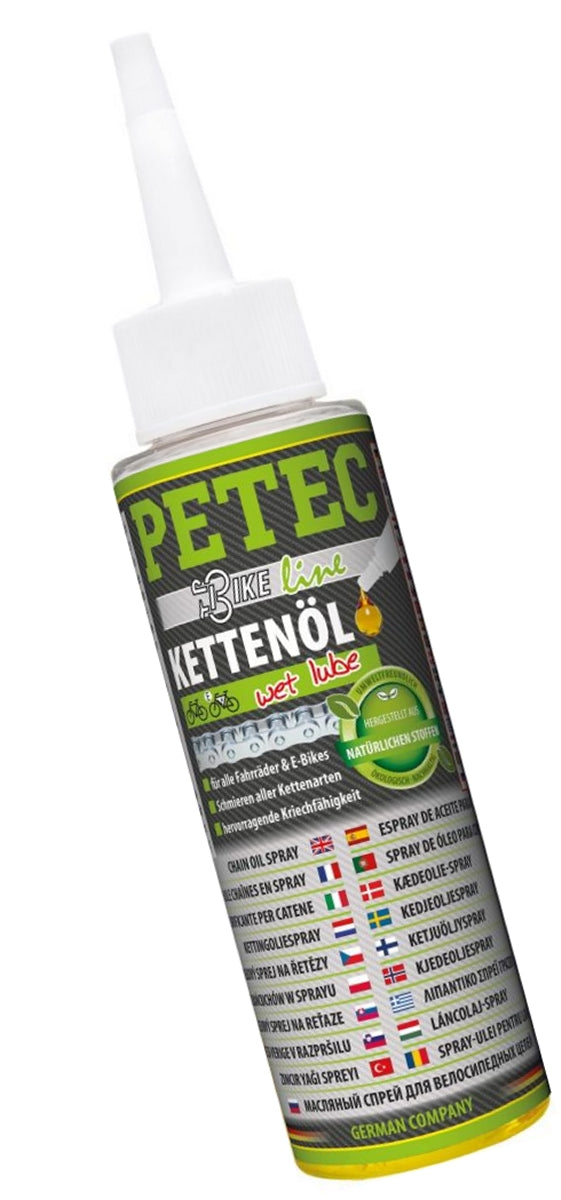 PETEC 70560 Kettenöl Tropfflasche 100ml Wet Lube Fahrradkette Schmieren