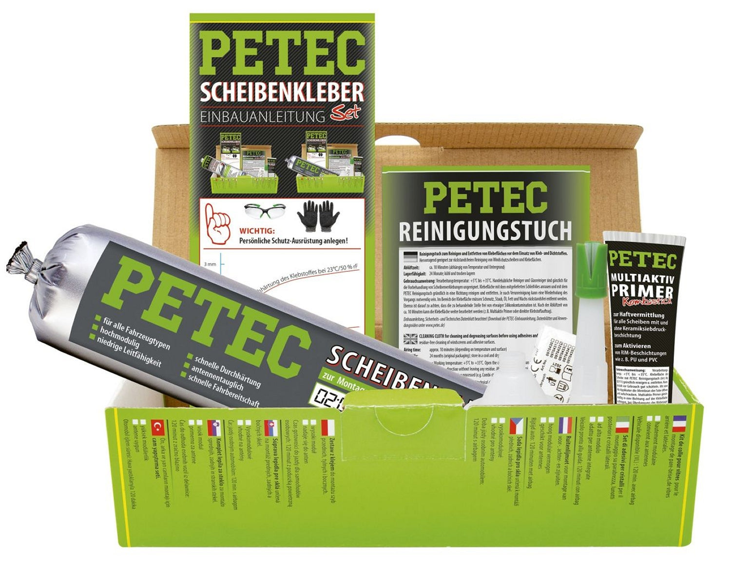 PETEC 83433 Set Scheibenkleber Schlauchbeutel Scheibenkleberset