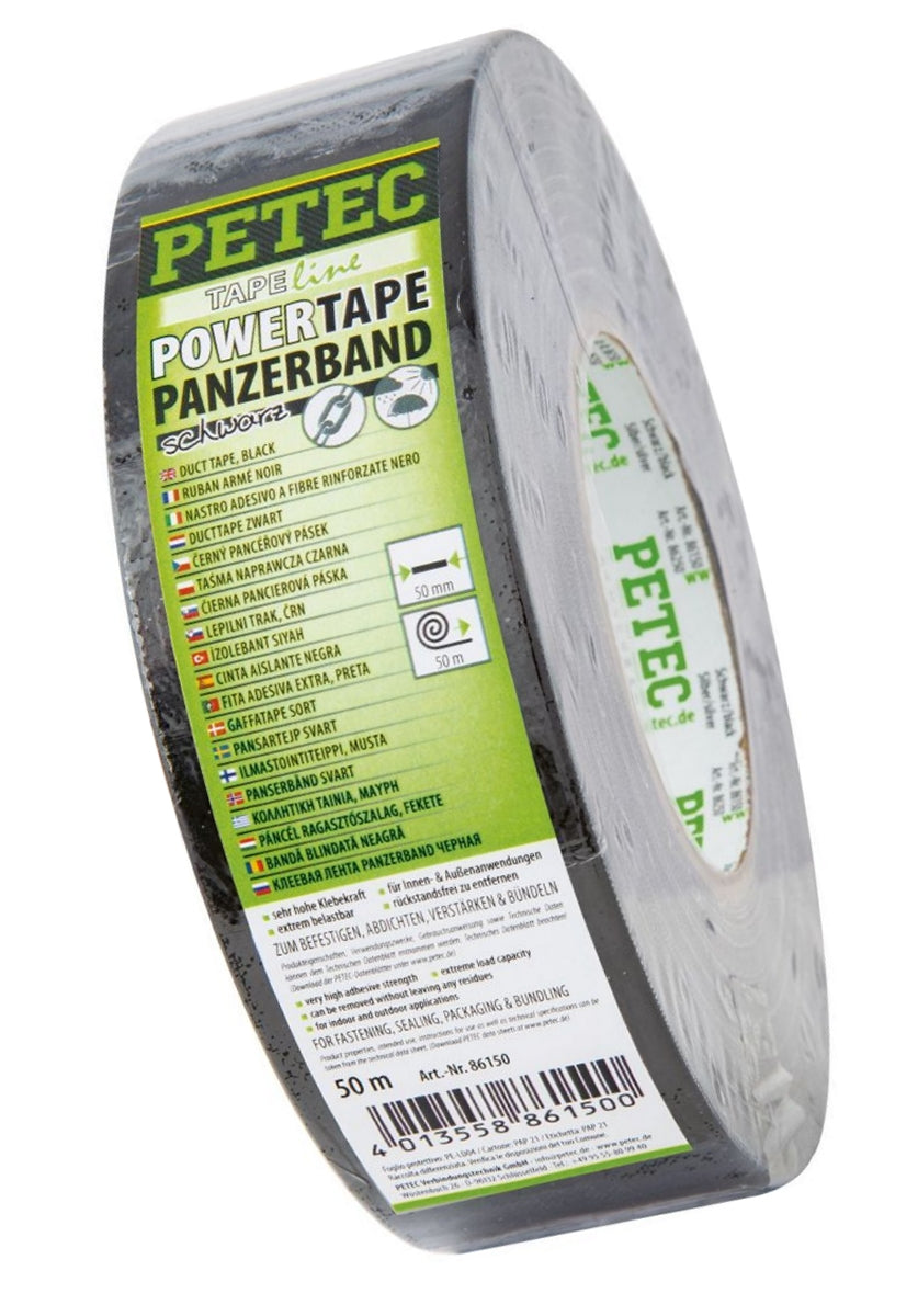 PETEC 86150 POWER Tape Panzerband Schwarz Rolle 50m x 50mm x 0,3mm