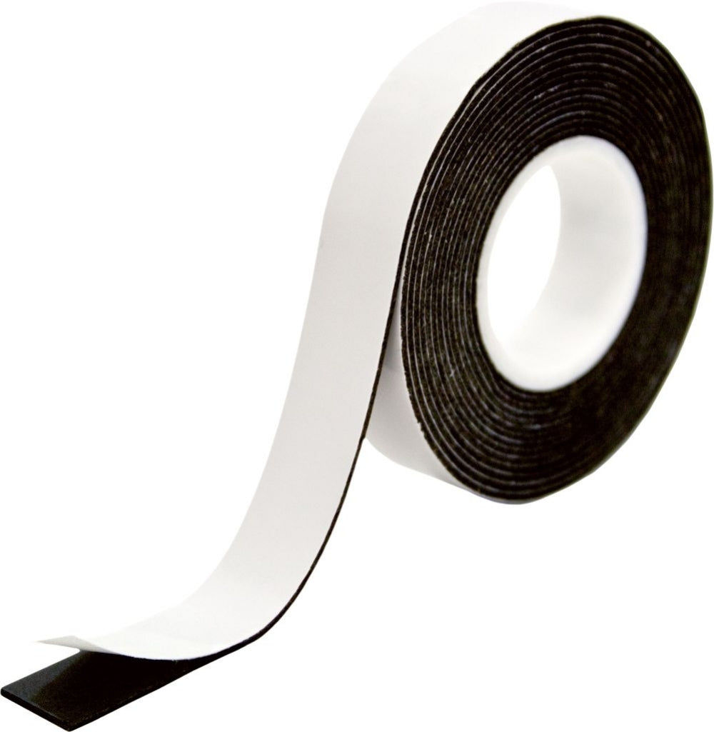 PETEC 87122 Schaumstoff Montageband Schwarz SB-Karte Rolle 2m x 12mm x 1mm doppelseitig klebend