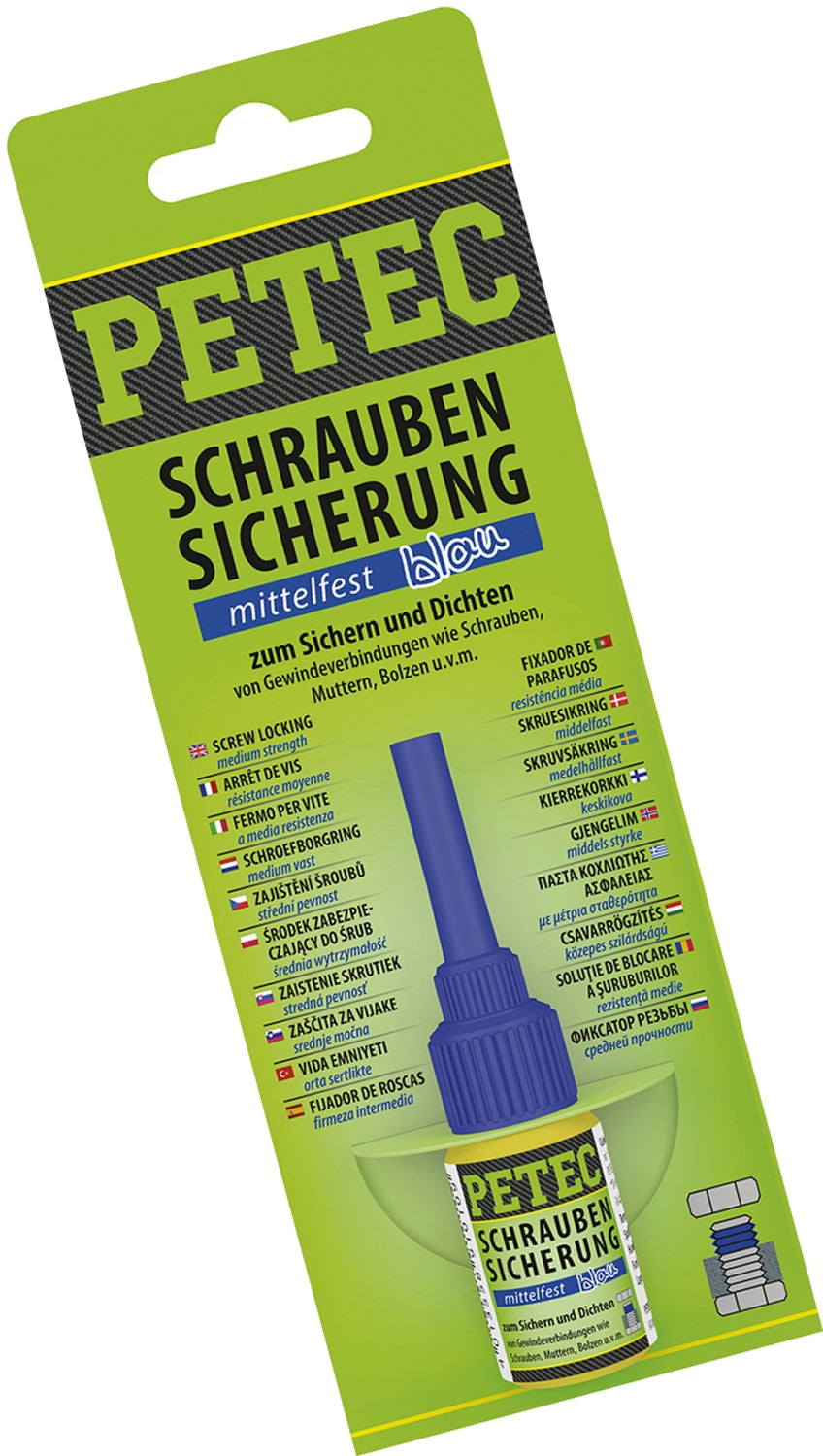 PETEC 91005 Schraubensicherung Mittelfest Blau 5g SB-Karte Schrauben Sicherung
