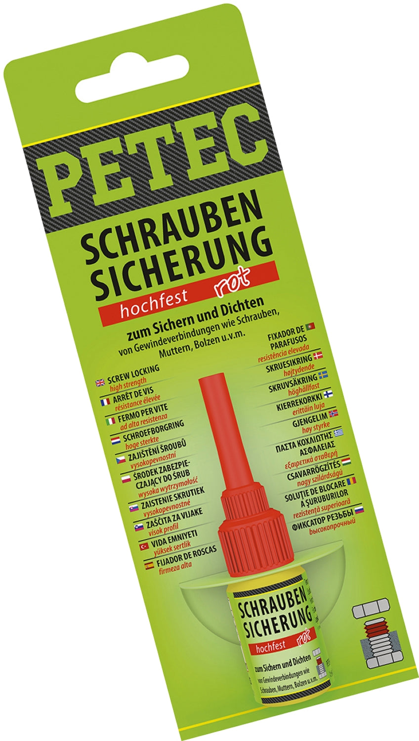PETEC 92005 Schraubensicherung Hochfest Rot 5g SB-Karte Schrauben Sicherung