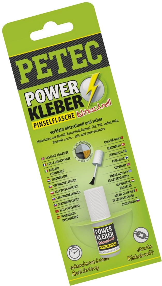 PETEC 93404 Power Kleber Pinselflasche 4g SB Karte Sekundenkleber Klebstoff