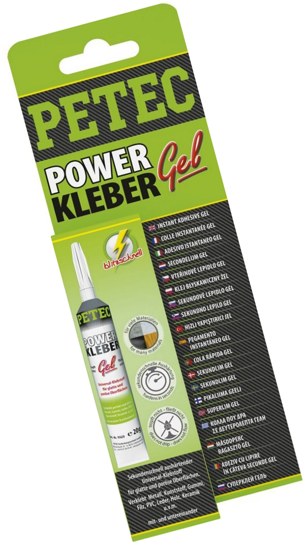 PETEC 93720 Power Kleber Gel Tube 20g SB Karte Sekundenkleber Klebstoff