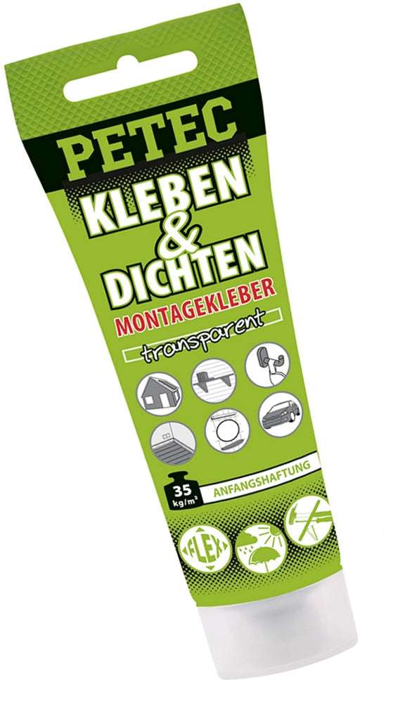 PETEC 94170 Kleben & Dichten Montagekleber Transparent Tube 80ml Primerlose Anwendung