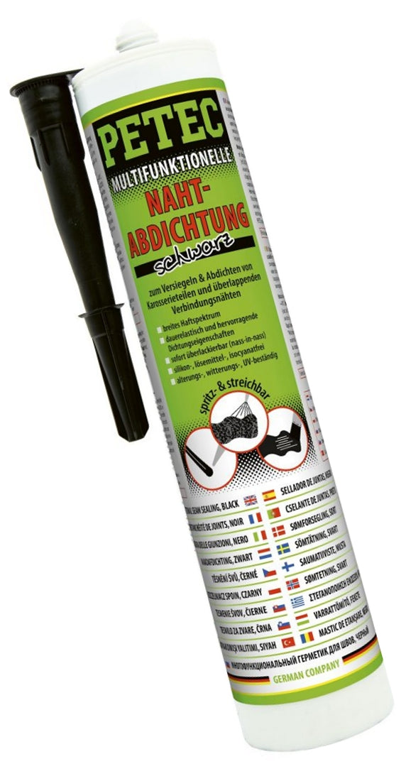 PETEC 94231 Multifunktionelle Nahtabdichtung Schwarz Flasche 310ml Versiegeln Abdichten
