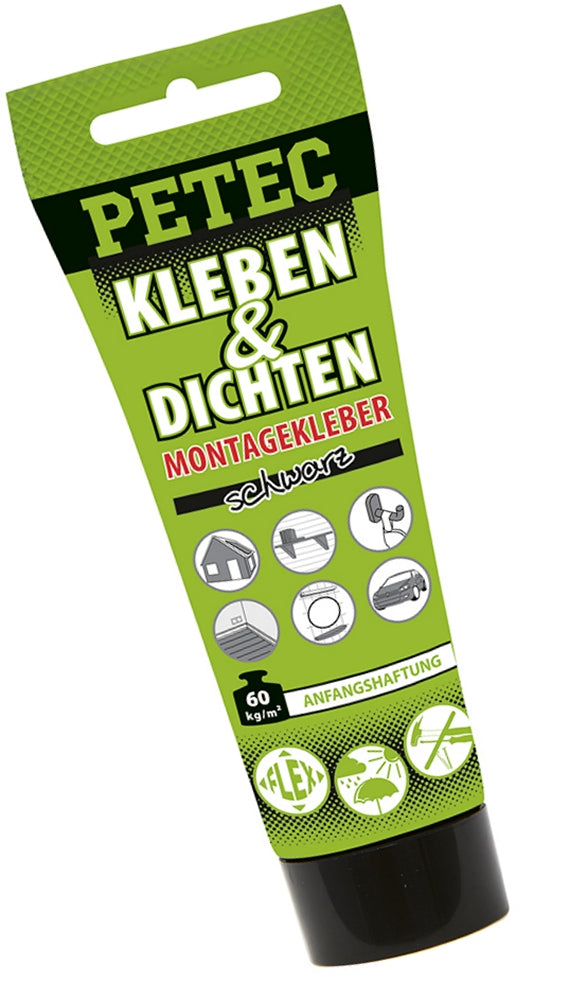PETEC 94270 Kleben & Dichten Montagekleber Schwarz Tube 80ml Primerlose Anwendung