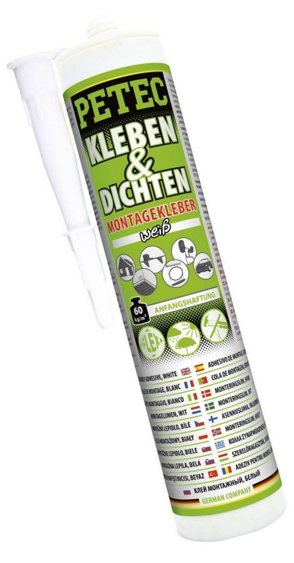 PETEC 94529 Kleben & Dichten Montagekleber Weiß 290ml Primerlose Anwendung