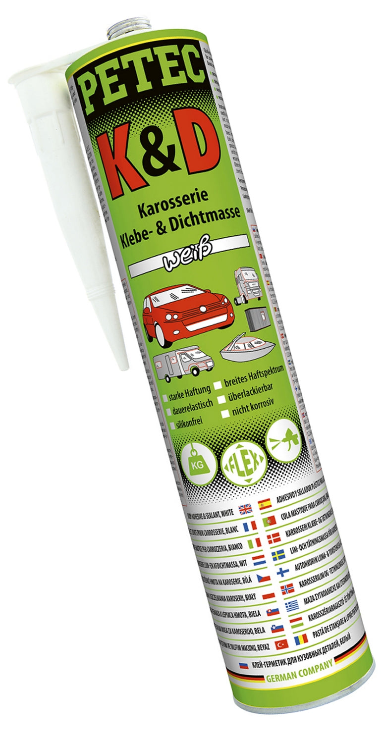 PETEC 94530 K&D Karosserie Klebe-& Dichtmasse Weiß Kartusche 310ml
