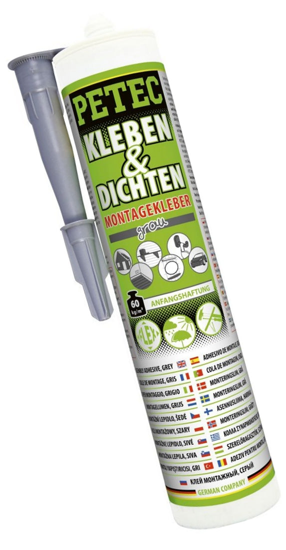 PETEC 94629 Kleben & Dichten Montagekleber Grau 290ml Primerlose Anwendung