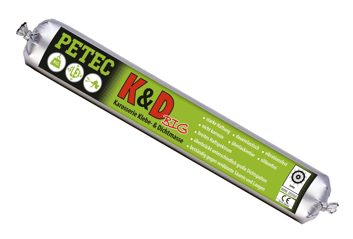 PETEC 94760 K&D Karosserie Klebe-& Dichtmasse Schwarz Big Schlauchbeutel 600ml