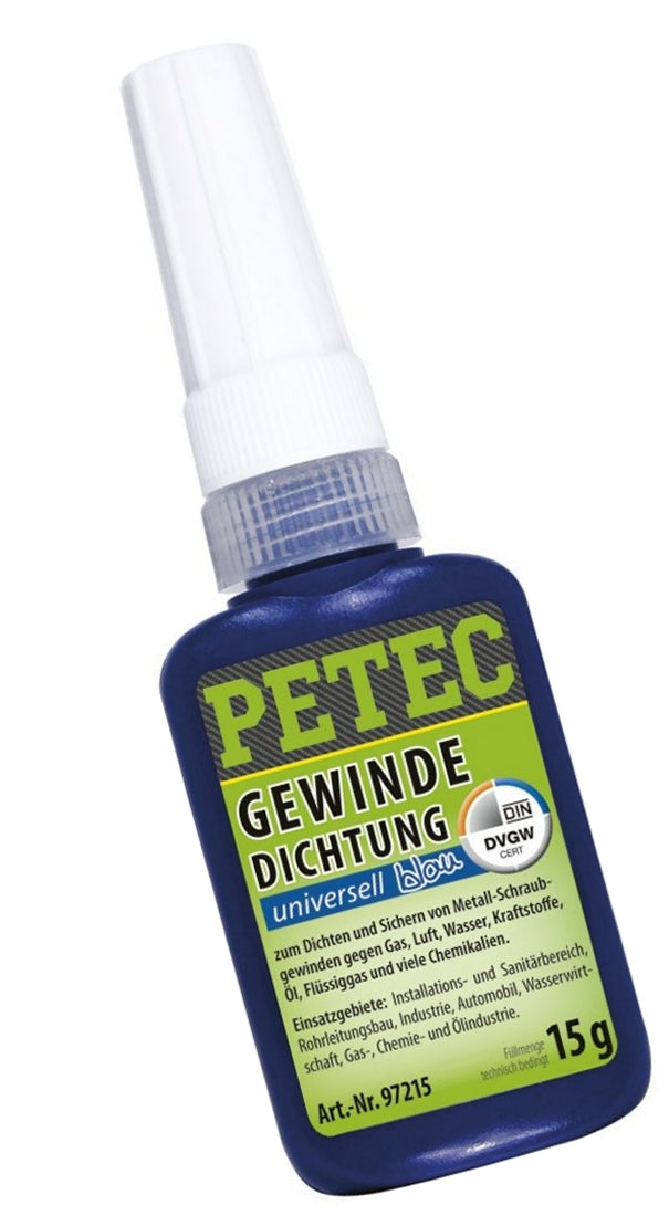 PETEC 97215 Gewindedichtung Blau Flasche 15g Dichtmasse Gewinde