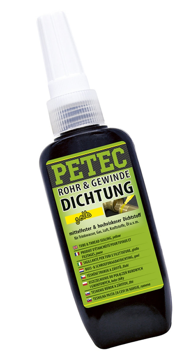 PETEC 97217 Rohrdichtung Gewindedichtung gelb hochfest Flasche 50g Dichtung Dichten