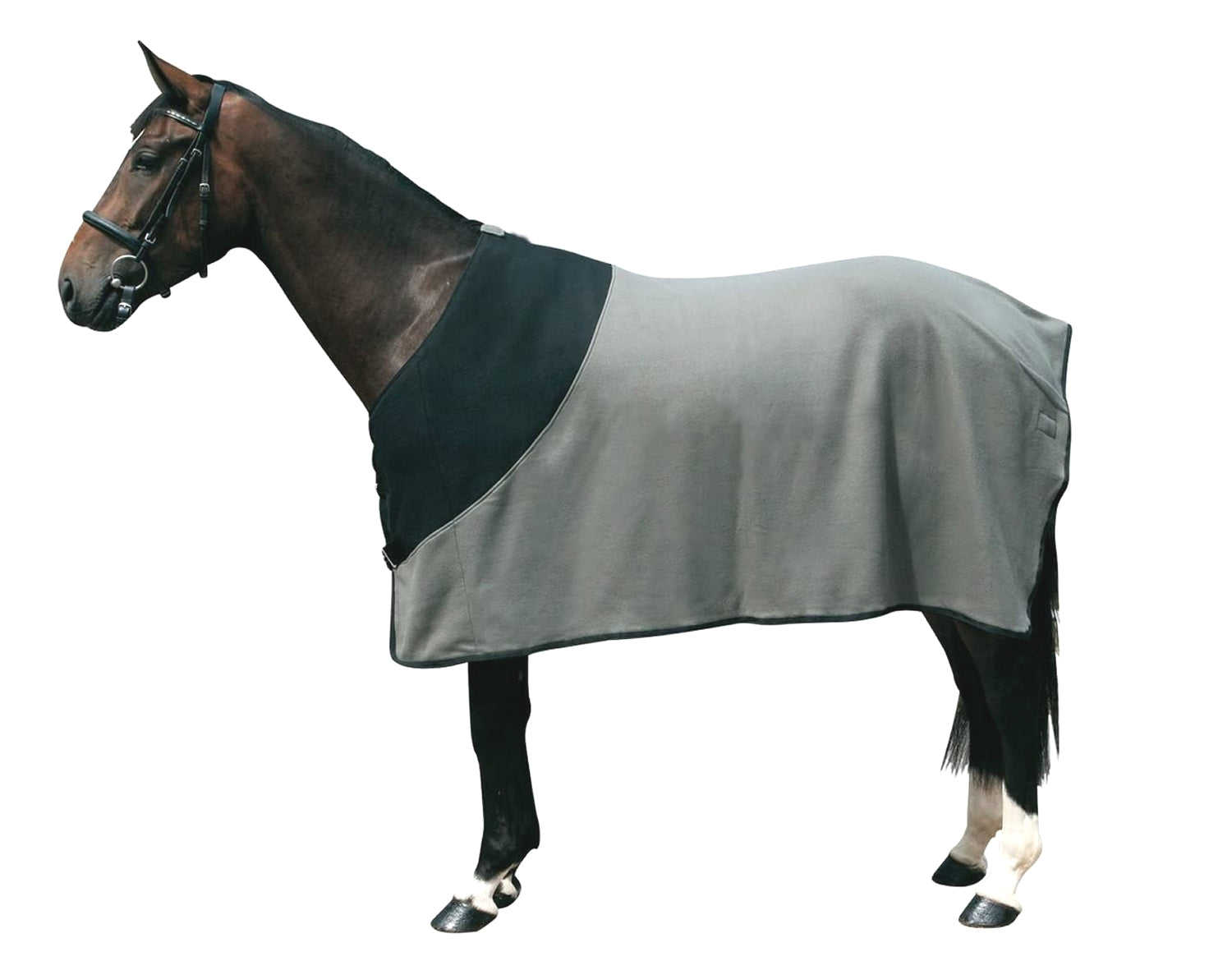 PFIFF 100983-63-135 Abschwitzdecke Fleecedecke zweifarbig Farbe: grau/schwarz Größe: 135cm