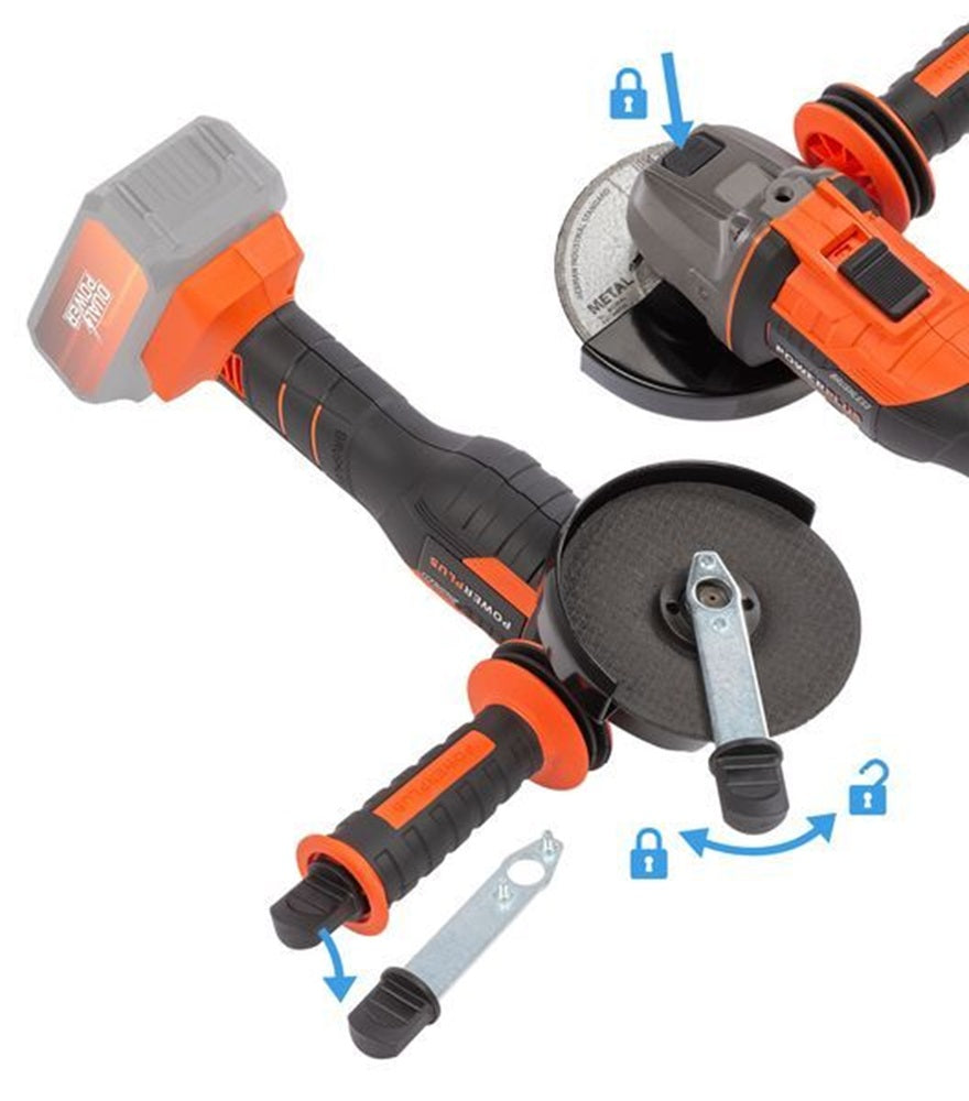 VARO POWDP35170 Powerplus Akku Winkelschleifer bürstenlos 40V Ø125mm ohne Batterie und Ladegerät