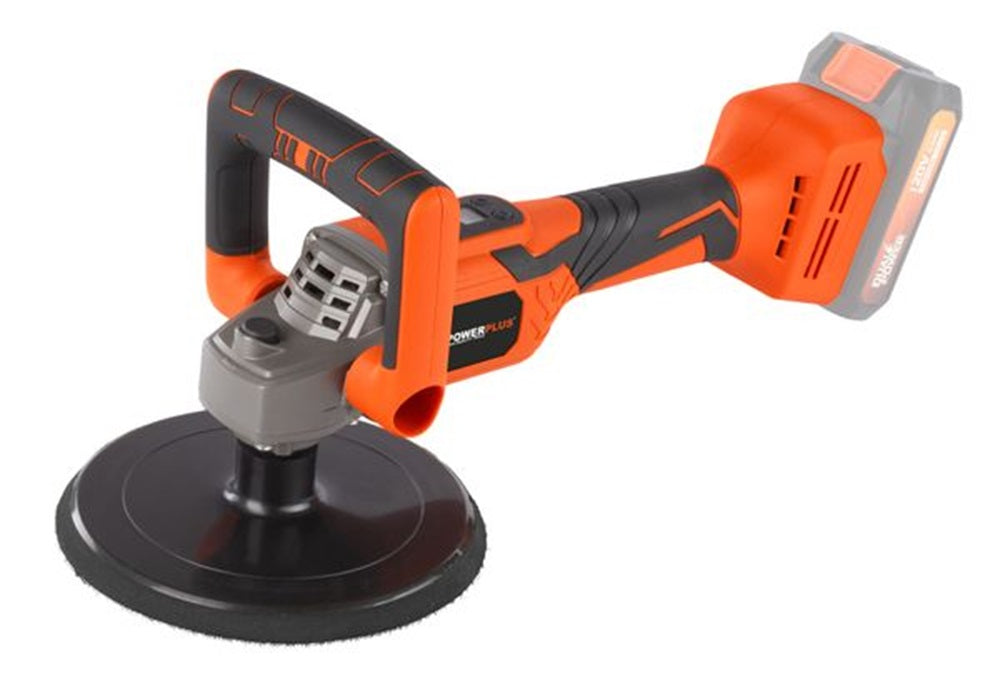 VARO POWDP4070 Powerplus Winkelpoliermaschine bürstenlos 20V Ø180mm mit Zubehör ohne Batterie und Ladegerät