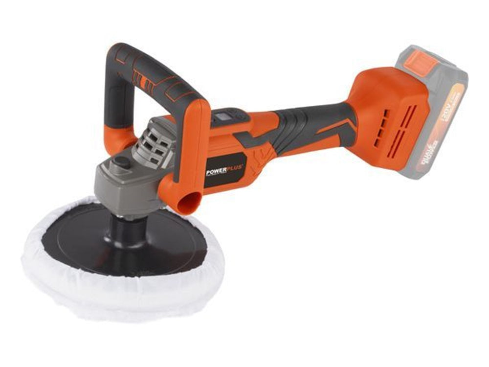 VARO POWDP4070 Powerplus Winkelpoliermaschine bürstenlos 20V Ø180mm mit Zubehör ohne Batterie und Ladegerät