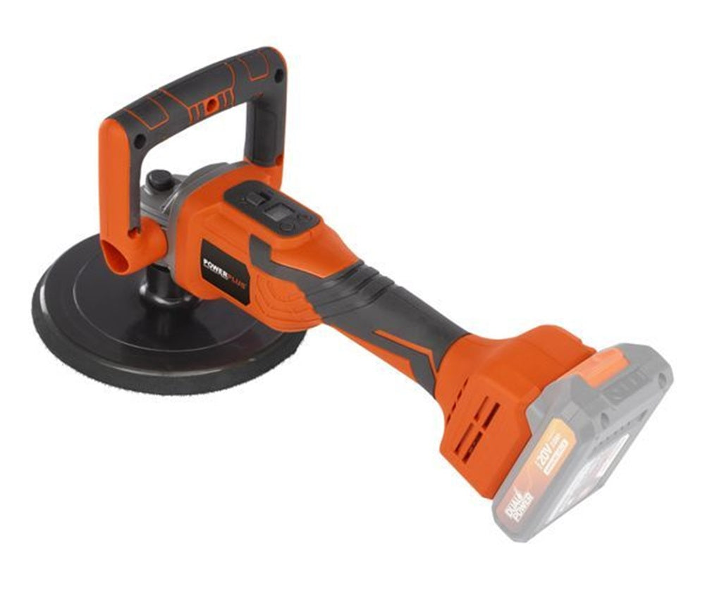 VARO POWDP4070 Powerplus Winkelpoliermaschine bürstenlos 20V Ø180mm mit Zubehör ohne Batterie und Ladegerät
