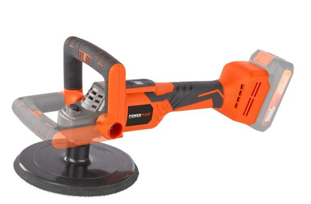 VARO POWDP4070 Powerplus Winkelpoliermaschine bürstenlos 20V Ø180mm mit Zubehör ohne Batterie und Ladegerät