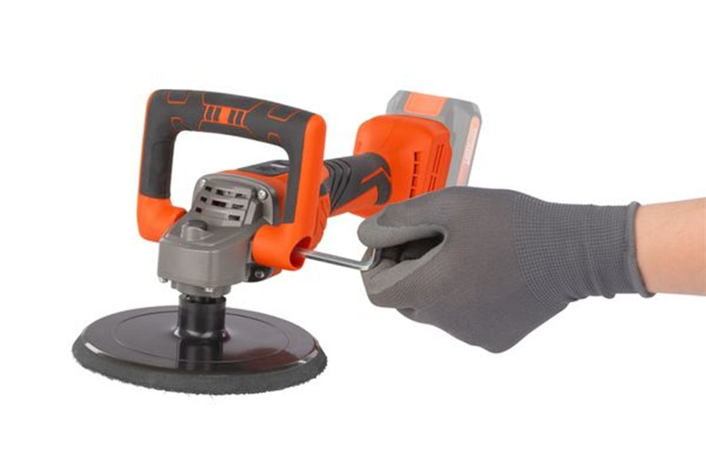 VARO POWDP4070 Powerplus Winkelpoliermaschine bürstenlos 20V Ø180mm mit Zubehör ohne Batterie und Ladegerät