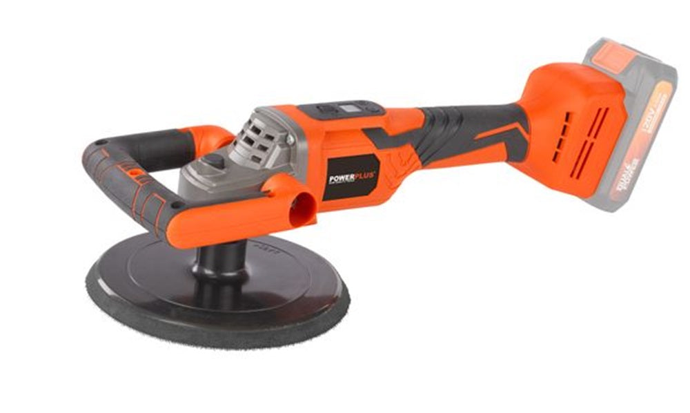 VARO POWDP4070 Powerplus Winkelpoliermaschine bürstenlos 20V Ø180mm mit Zubehör ohne Batterie und Ladegerät