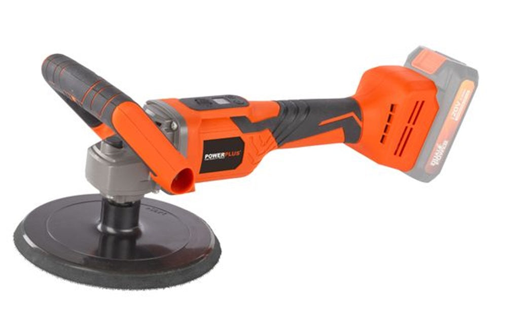 VARO POWDP4070 Powerplus Winkelpoliermaschine bürstenlos 20V Ø180mm mit Zubehör ohne Batterie und Ladegerät