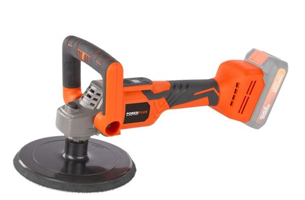 VARO POWDP4070 Powerplus Winkelpoliermaschine bürstenlos 20V Ø180mm mit Zubehör ohne Batterie und Ladegerät