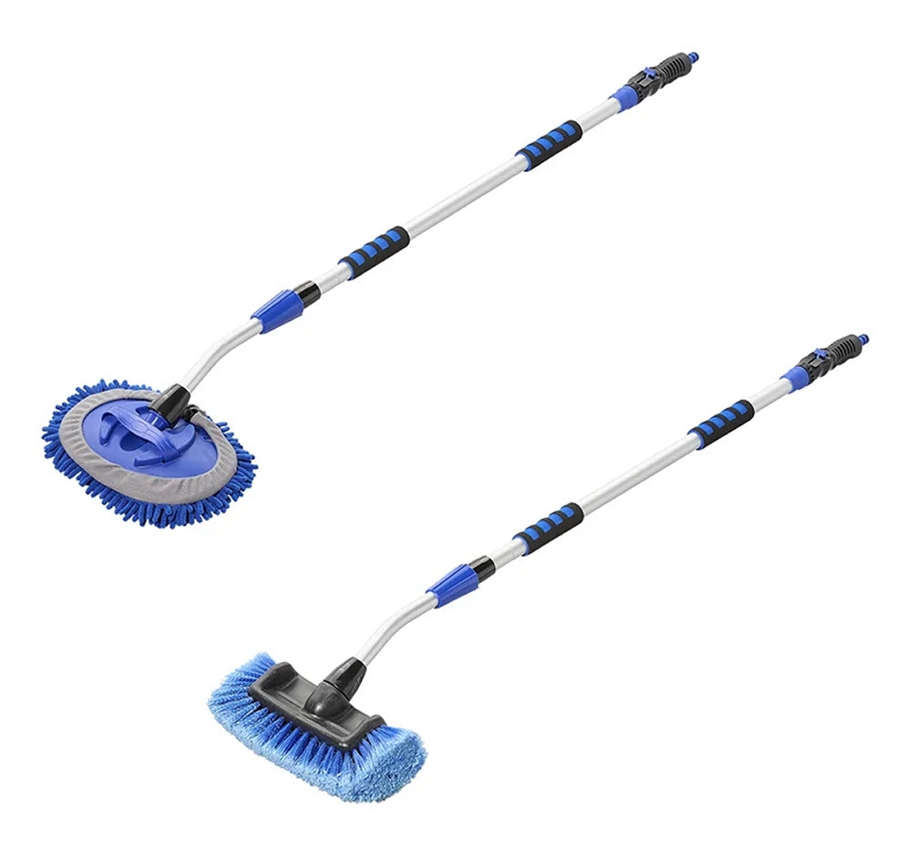 ProPlus 150679 Waschbürste Teleskopstiel 1,30cm - 1,90m mit Chenille Mikrofaser und 3D Waschbürstenkopf