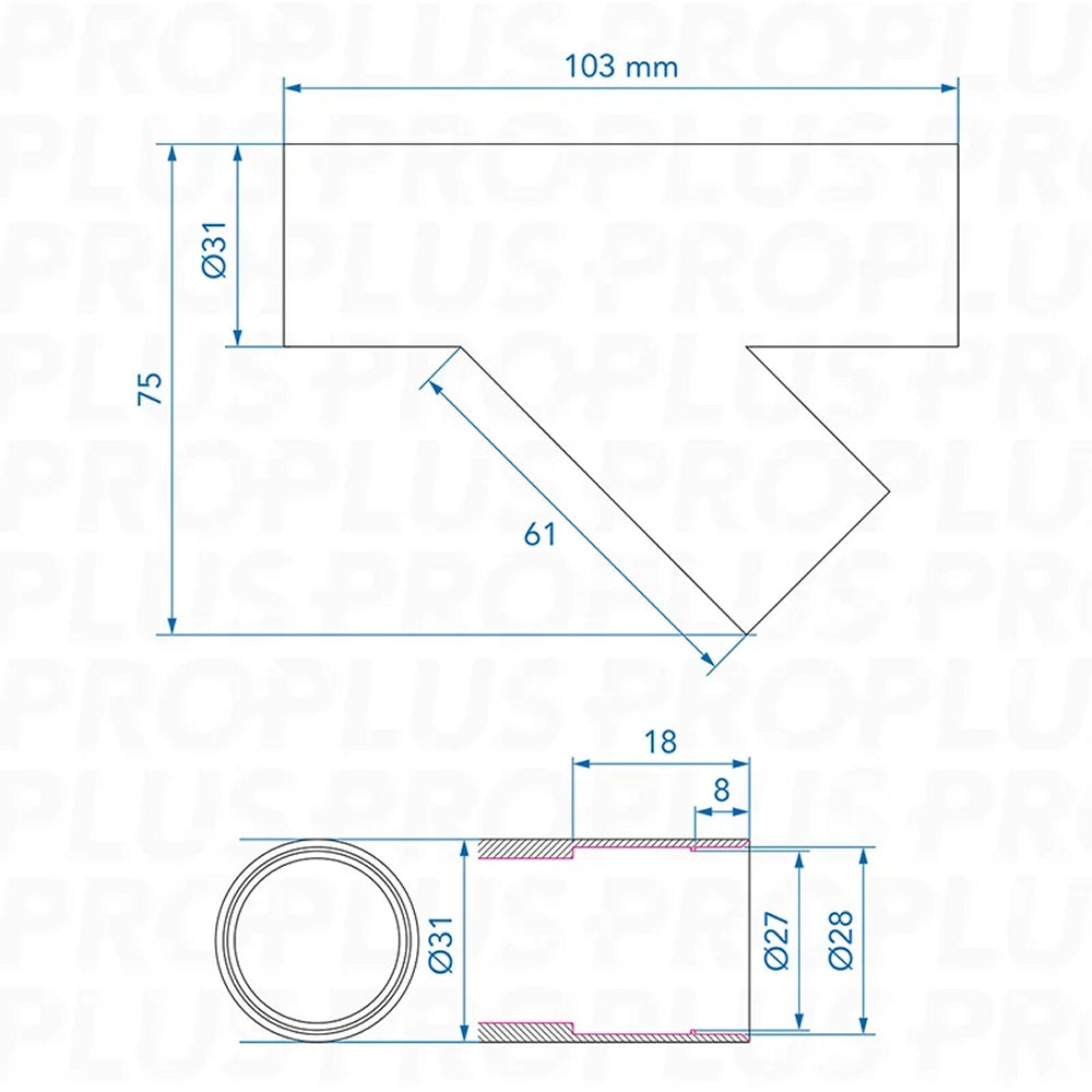 ProPlus 151015S Abwasserrohr Y-Stück PE schwarz im Blister steckbar