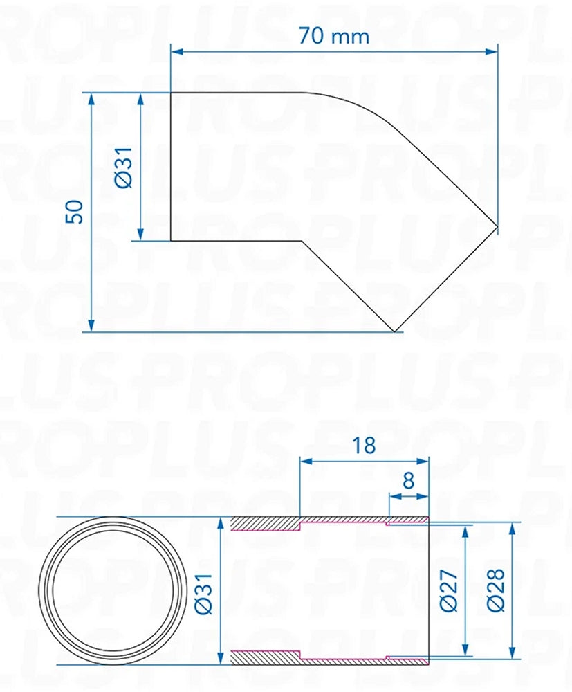 ProPlus 151015V01S Abwasserrohr Winkel 45° PE schwarz im Blister