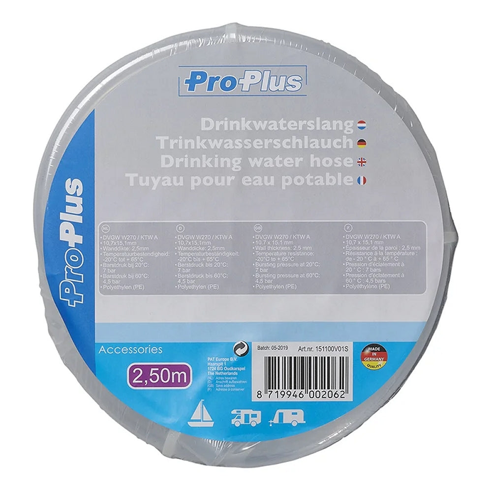 ProPlus 151100V01S Trinkwasserschlauch 2,5 Meter Ø10x15mm Transparent Trinkwasser Schlauch
