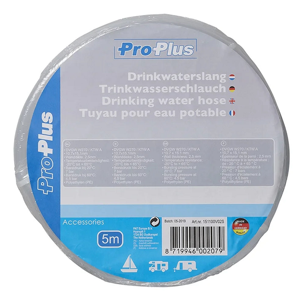 ProPlus 151100V02S Trinkwasserschlauch 5,0 Meter Ø10x15mm Transparent Trinkwasser Schlauch