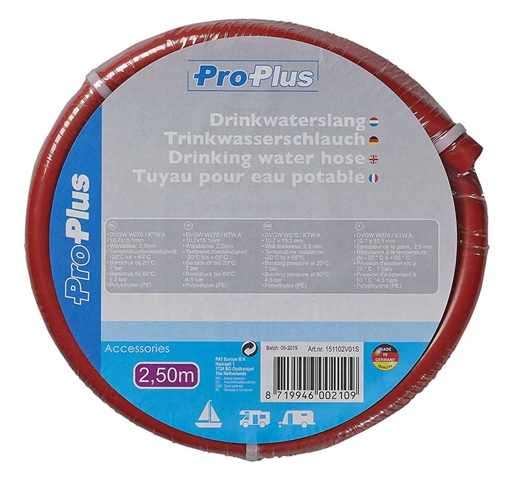 ProPlus 151102V01S Trinkwasserschlauch 2,5 Meter Ø10x15mm Rot Trinkwasser Schlauch