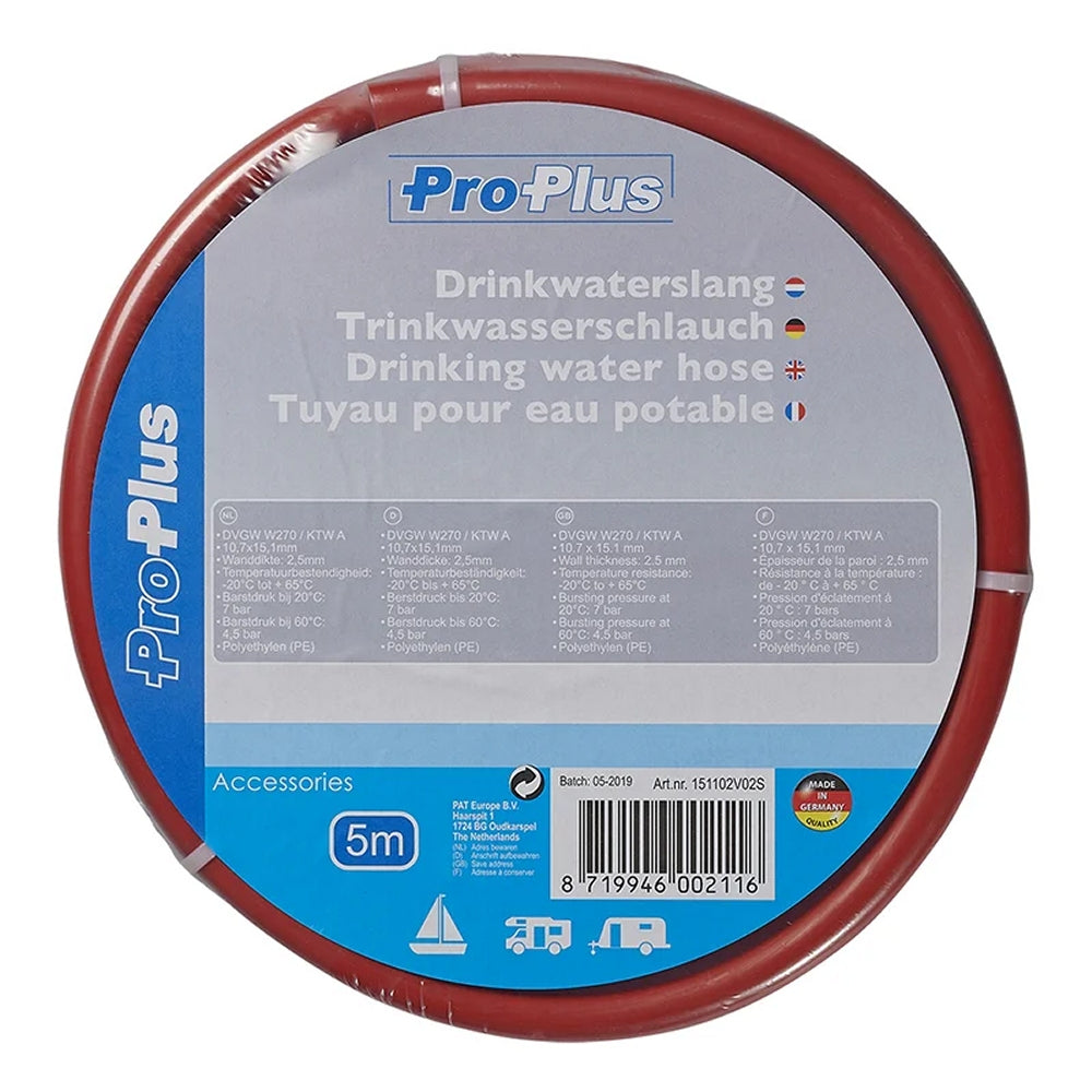 ProPlus 151102V02S Trinkwasserschlauch 5,0 Meter Ø10x15mm Rot Trinkwasser Schlauch