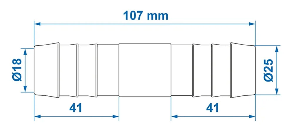 ProPlus 151200V04S Schlauchverbinder gerade Ø25mm Länge 107mm