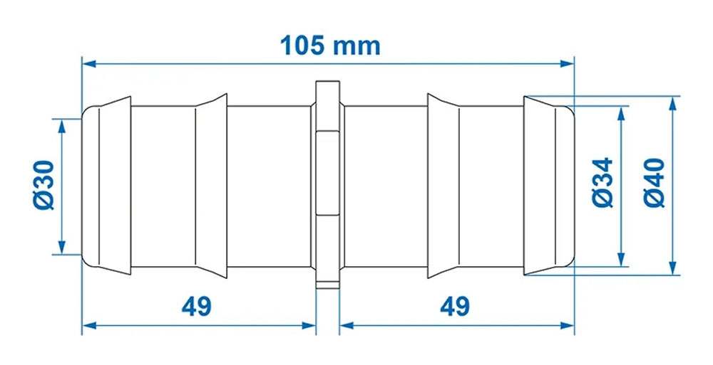 ProPlus 151200V05S Schlauchverbinder gerade Außen Ø40mm Länge 105mm