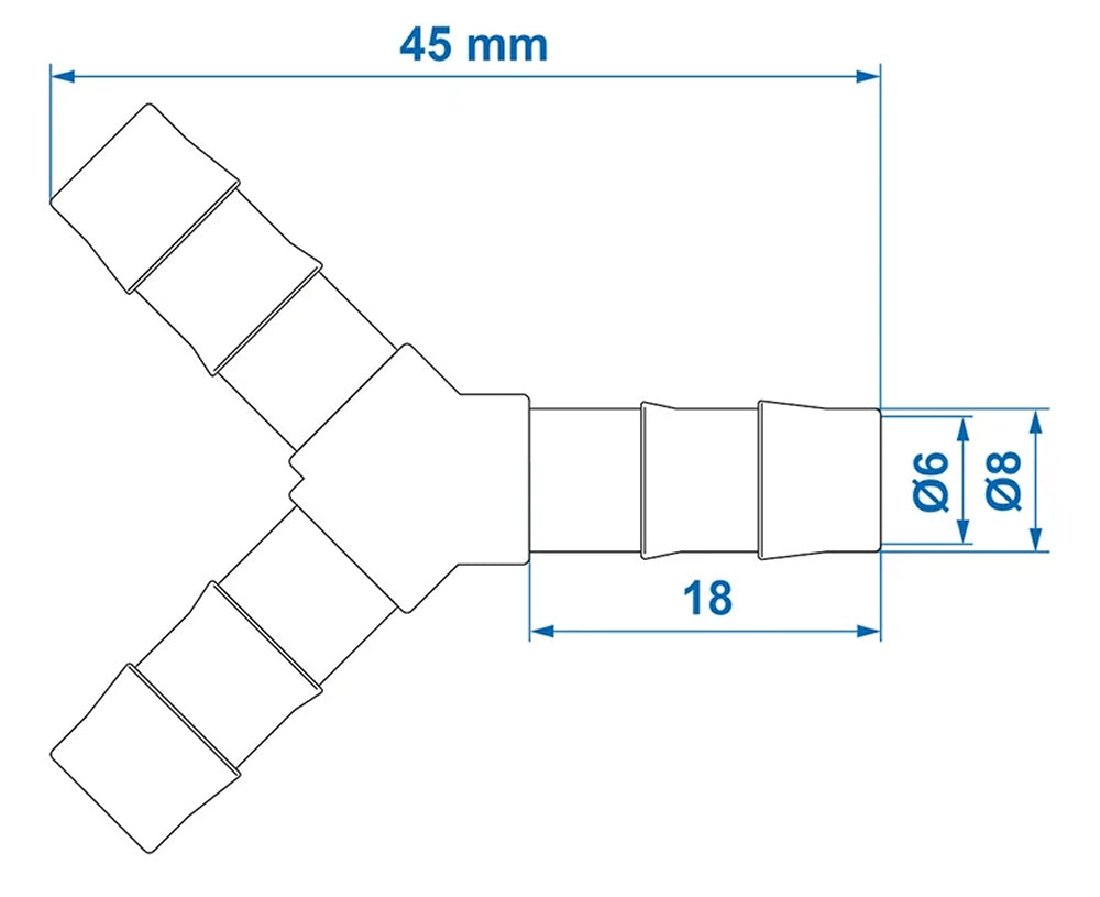 ProPlus 151201S Schlauchverbinder Y-Stück 8mm 2 Stück im Blister
