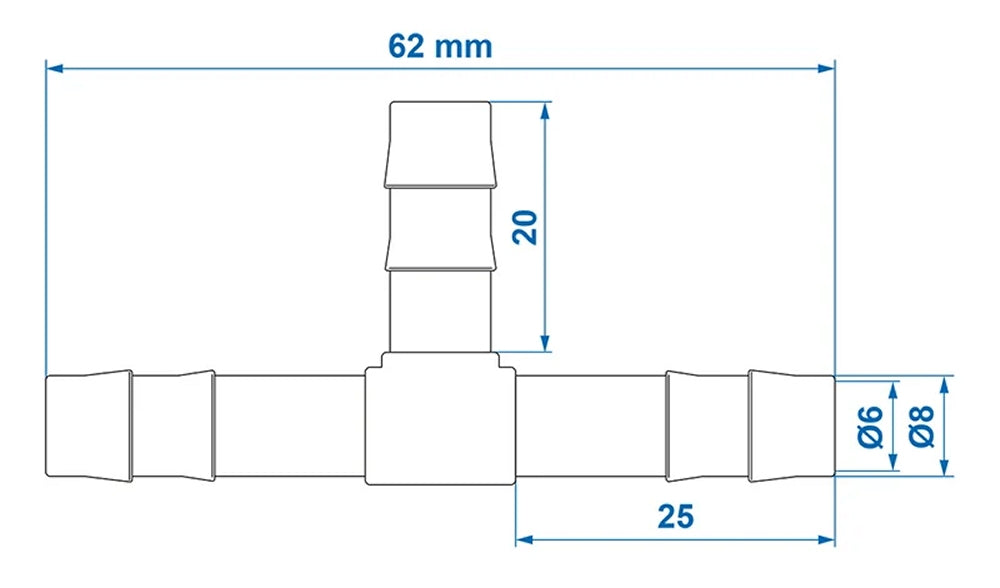 ProPlus 151202S Schlauchverbinder T-Stück 8mm 2 Stück im Blister
