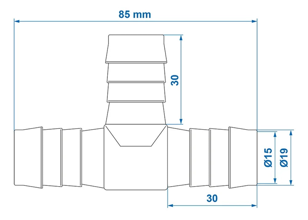 ProPlus 151202V03S Schlauchverbinder T-Stück Außen Ø19mm Länge 85mm