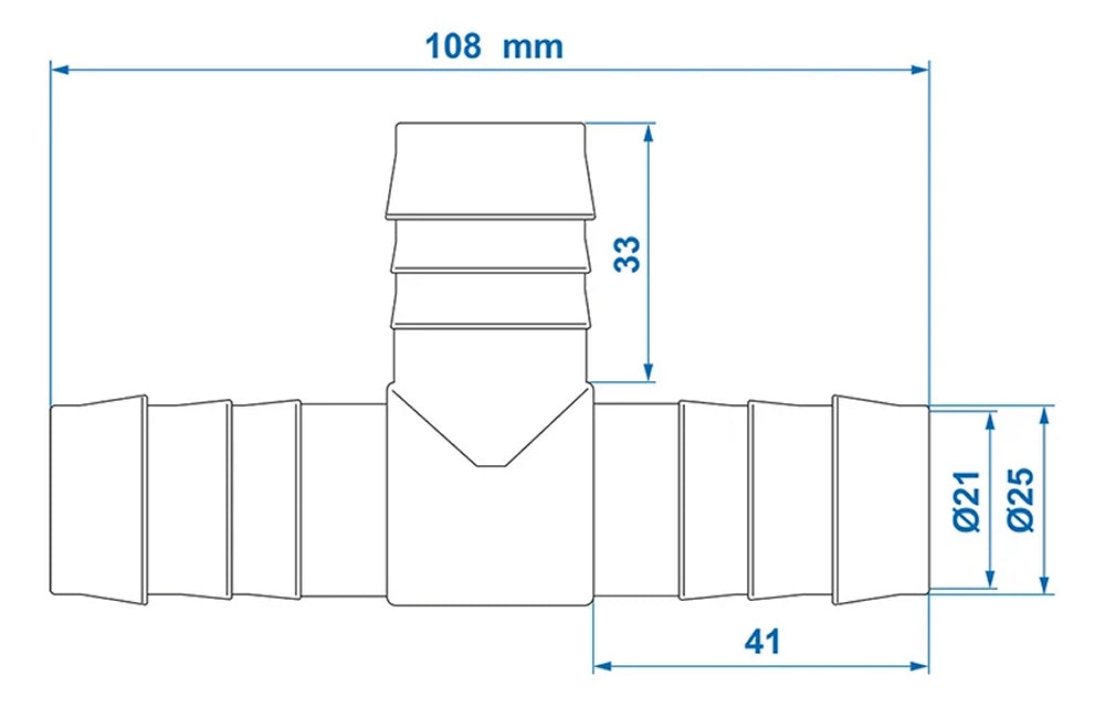 ProPlus 151202V04S Schlauchverbinder T-Stück Außen Ø25mm Länge 108mm