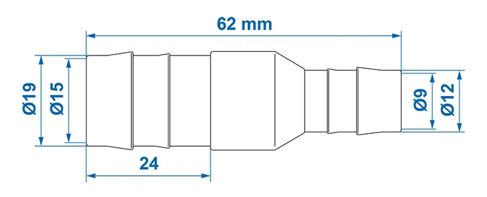 ProPlus 151203V02S Schlauchreduzierer Verbinder gerade 19x12mm 2 Stück im Blister