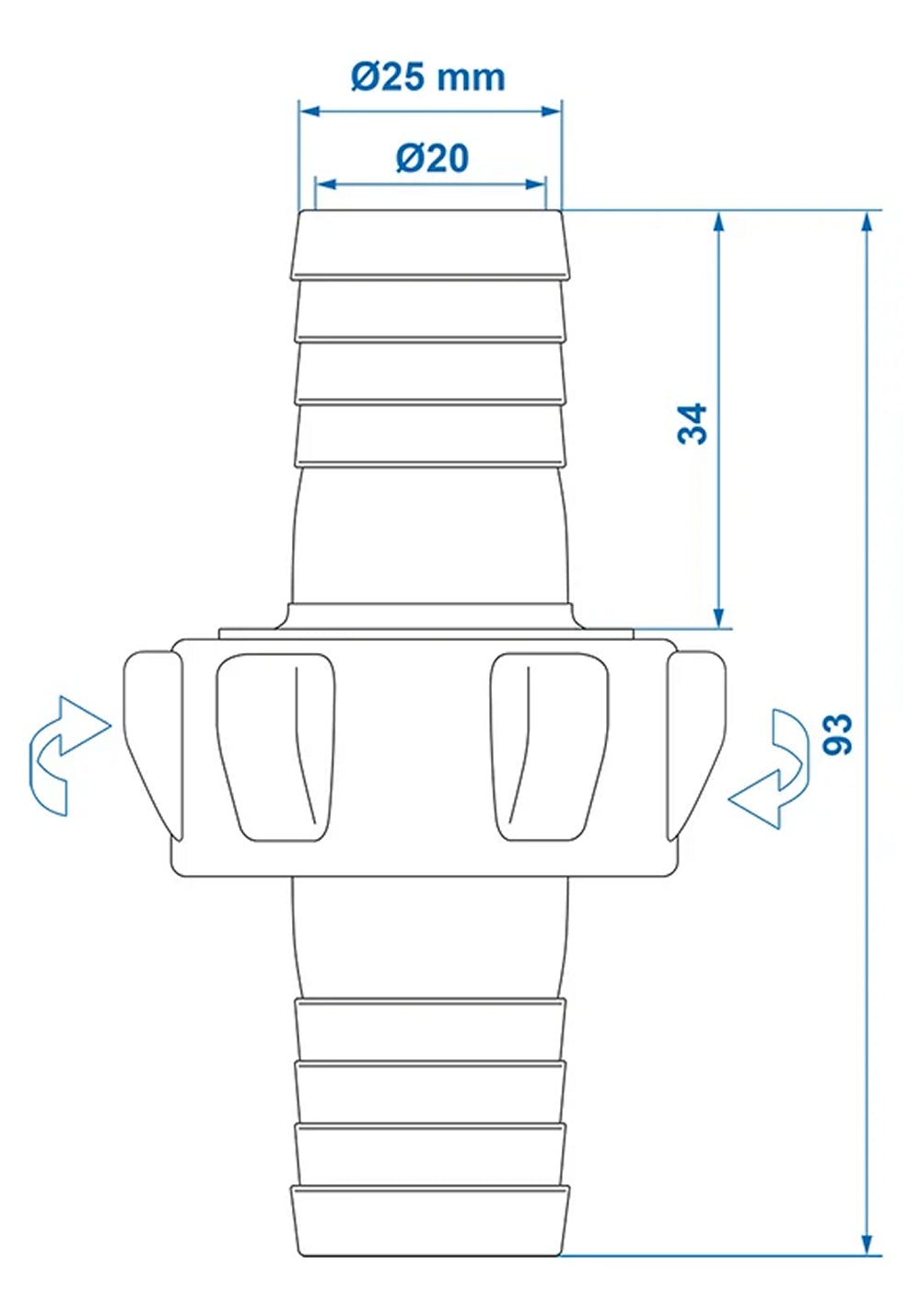 ProPlus 151205V03S Schlauchkupplung 25mm im Blister Schlauch Kupplung