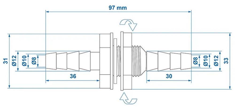 ProPlus 151207S Tankdurchführung mit Schlauchtülle gerade 10x12mm im Blister