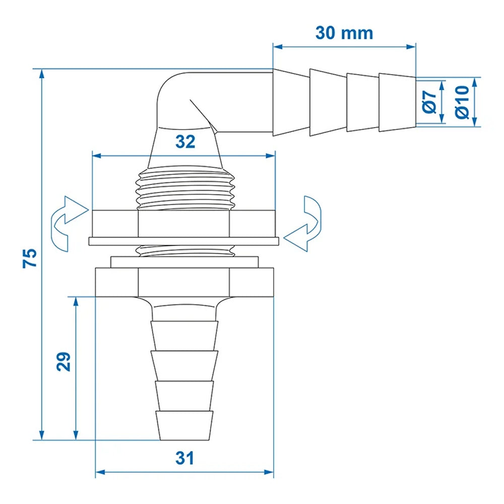 ProPlus 151207V01S Tankdurchführung mit Schlauchtülle gewinkelt 10x12mm im Blister