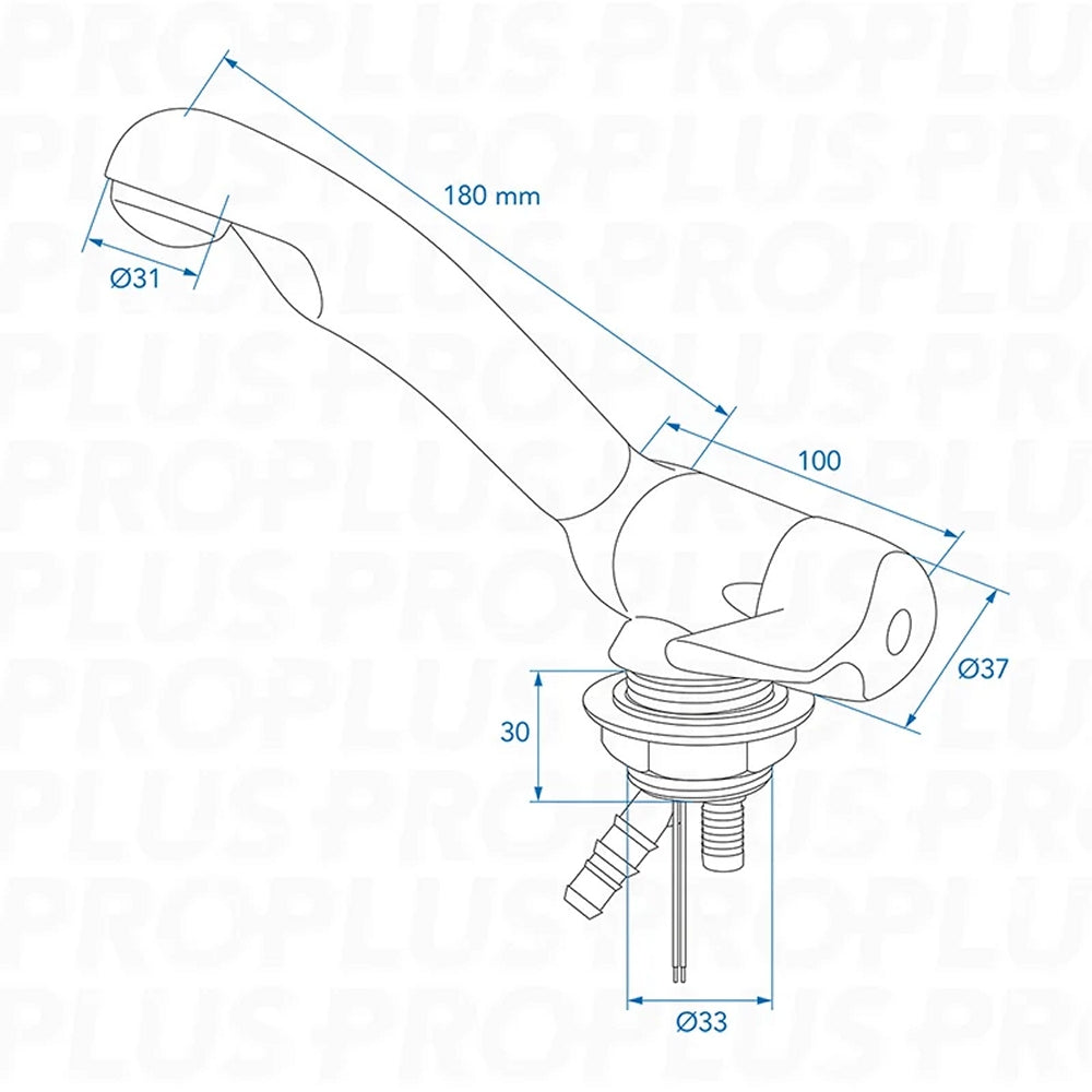 ProPlus 151212V01S Kalt Wasserhahn Keramik Style 12V Ø33mm Chrom