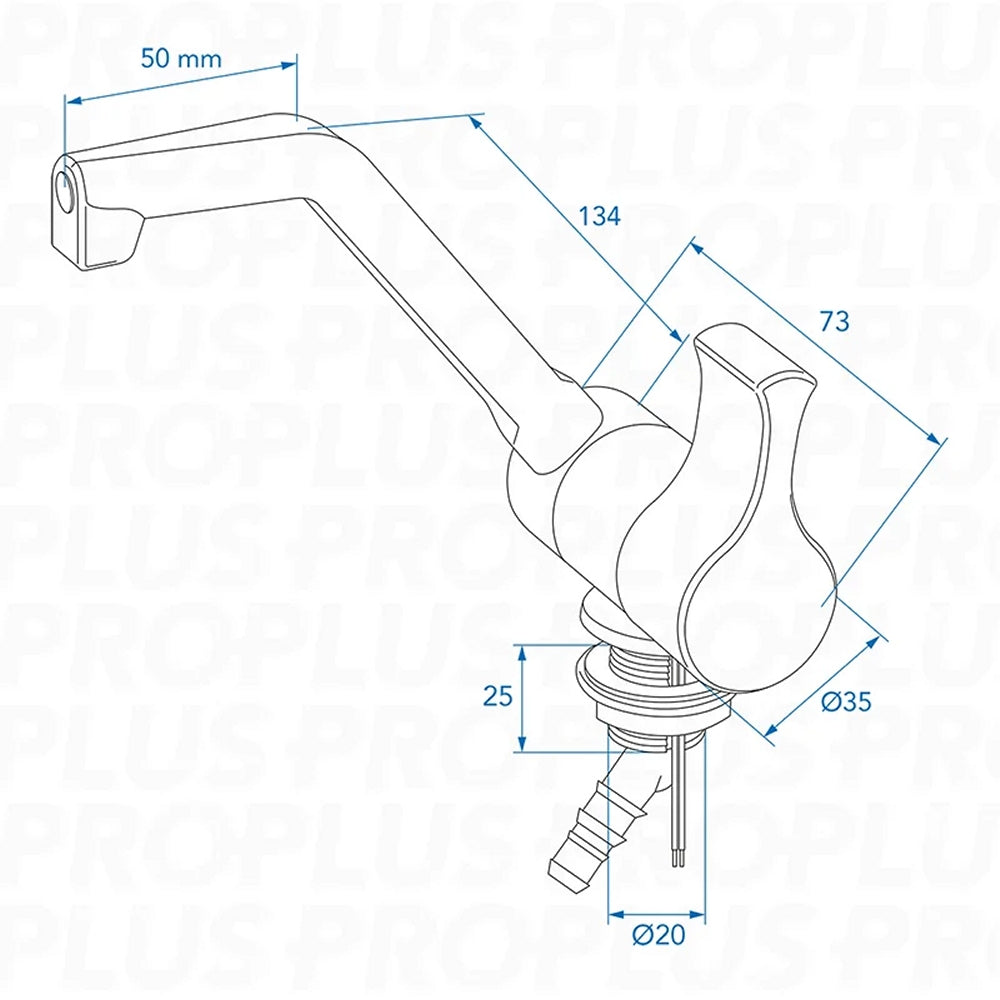 ProPlus 151212V02S Kalt Wasserhahn Style 2000 12V Ø20mm matt Nickel/Schwarz