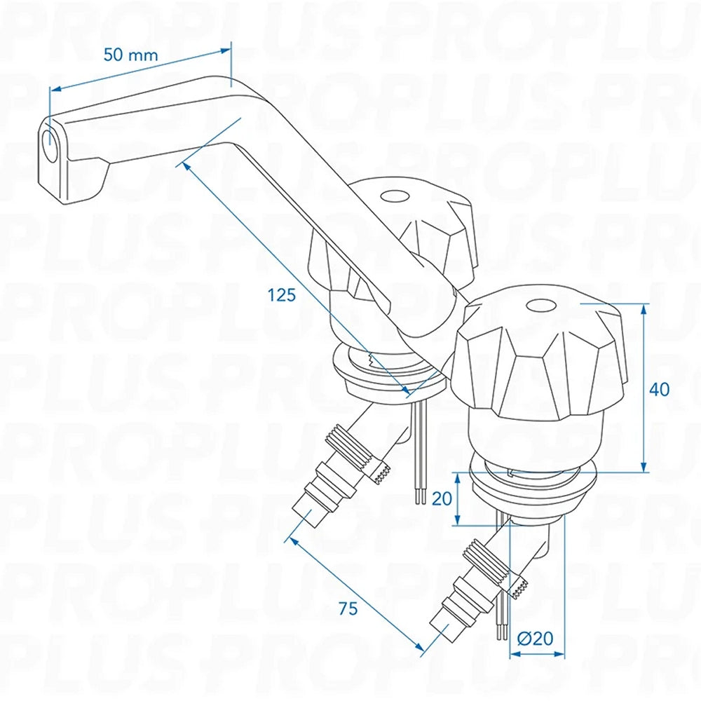 ProPlus 151214V13S Mischbatterie Deluxe Ø20mm Schwarz/Chrom großer Drehknopf