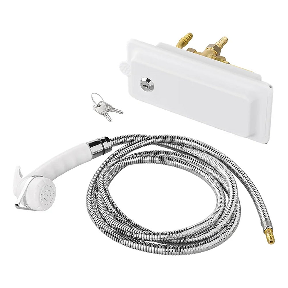 ProPlus 151218S Außenduschanschluss mit Brauseschlauch und Duschkopf Charisma Außendusche